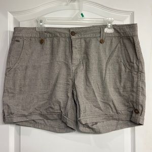 Mountain Khaki Women’s Tweed Brown Shorts Size 12 3 button fly EUC